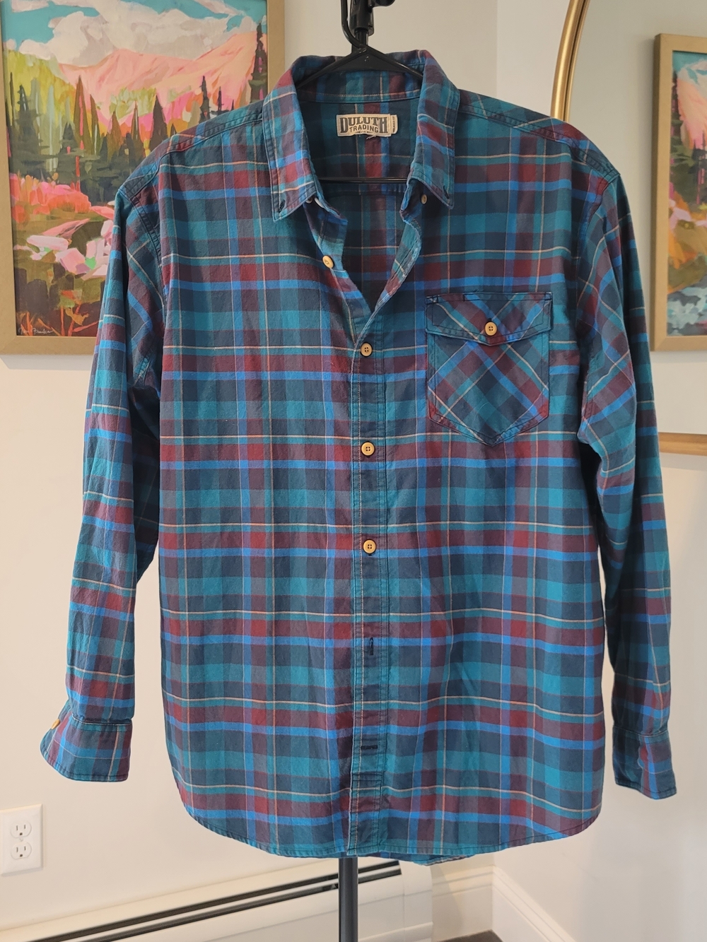 DULUTH TRADING CO Relaxed Fit Long Sleeve Button Down Flannel Shirt Size XL